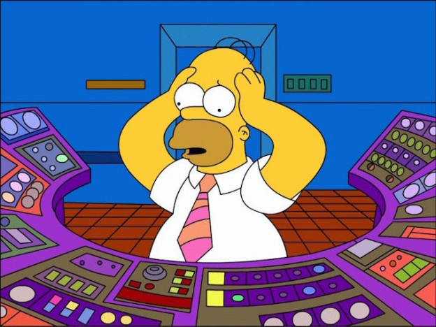 Homer Simpson looking at a tech board