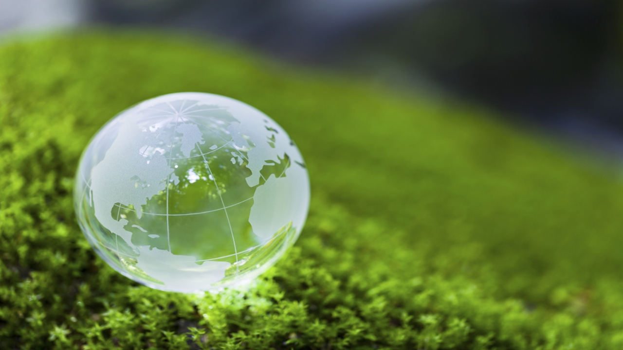 Crystal Globe on Green Earth